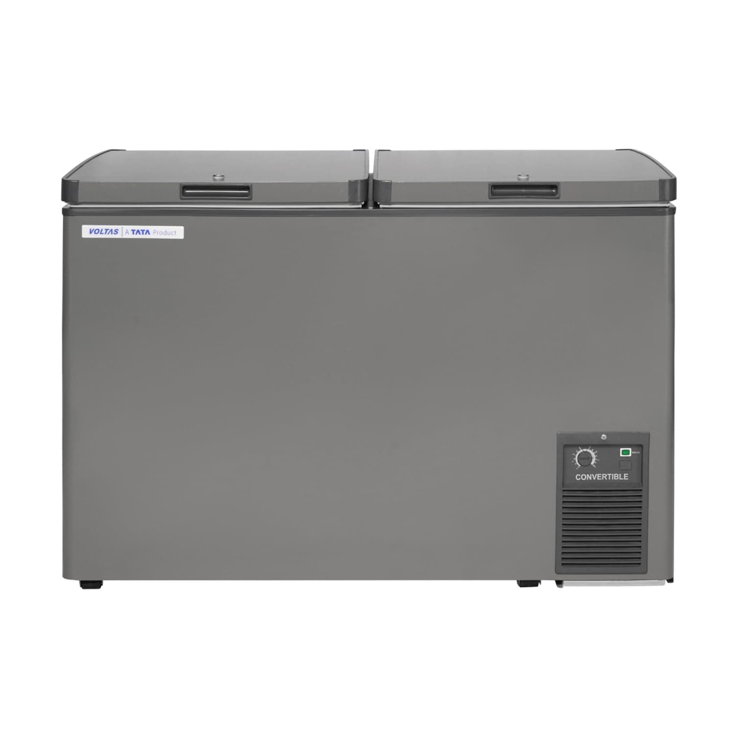Voltas 320 Litre, 4 star, Convertible Double Door Chest Freezer, Uni Directional Rollers, UV graded plastic (VOLTAS CVF320DA4-P-PL, White)