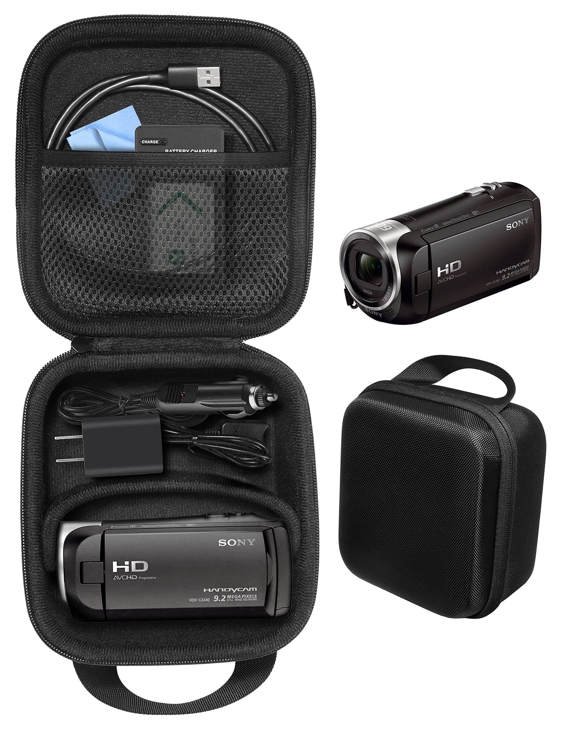 Camcorder kit Case for Sony HD Video Recording HDRCX440, HDRCX405 Handycam; Canon VIXIA HF R800, Panasonic HC-V180K, Kimire HD Recorder, Sony HDRAZ1VR/W, SiOnyx Aurora Day/Night action camera